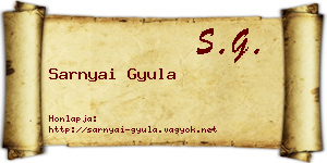 Sarnyai Gyula névjegykártya
